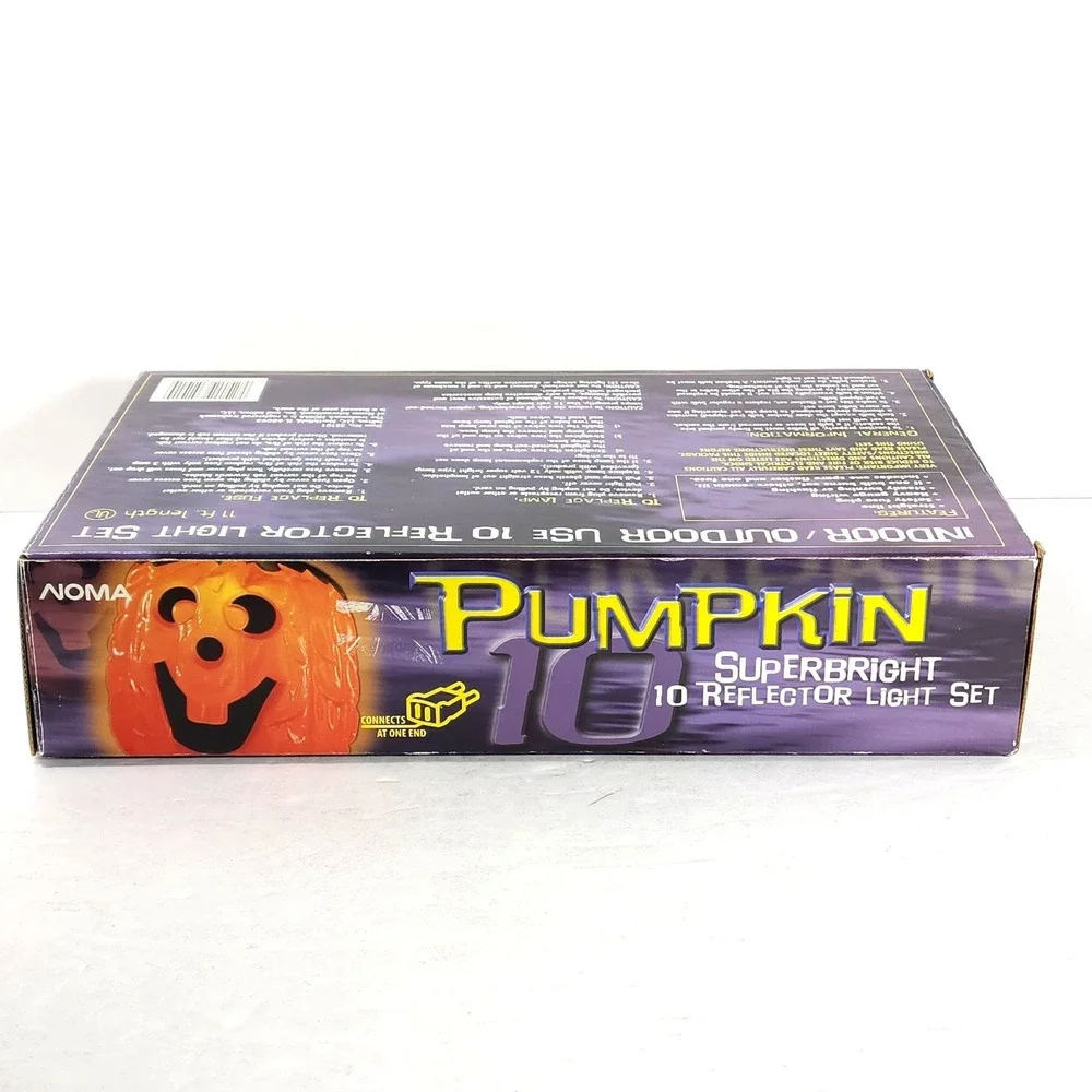 NOMA Halloween Blow Mold ~ Pumpkin String Lights‎ Set of 10 Works Jack O Lantern